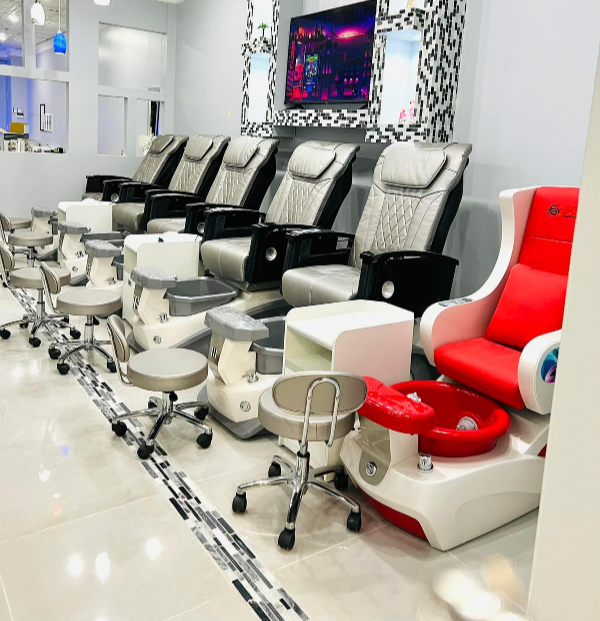Wider view of the pedicure stations